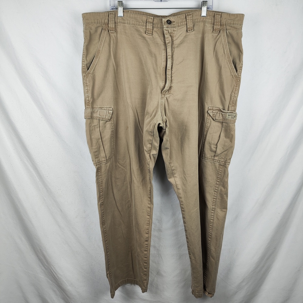 Wrangler Cargo Pants Mens 44x28 Beige Relaxed Fit Cotton Straight Leg Workwear